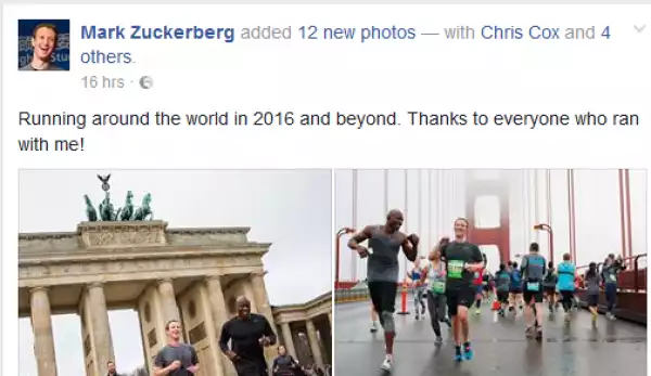Mark Zuckerberg Shares Photos Of Him Running Around The World Including Lagos.